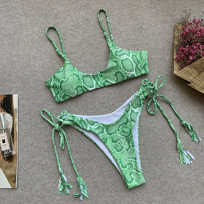 

Melphieer Brazilian Snake Swimsuit Low Waist Bikini 2019 Women Swimwear Two-pieces Bikini set Sexy Bather Bathing Suit Swim Wear