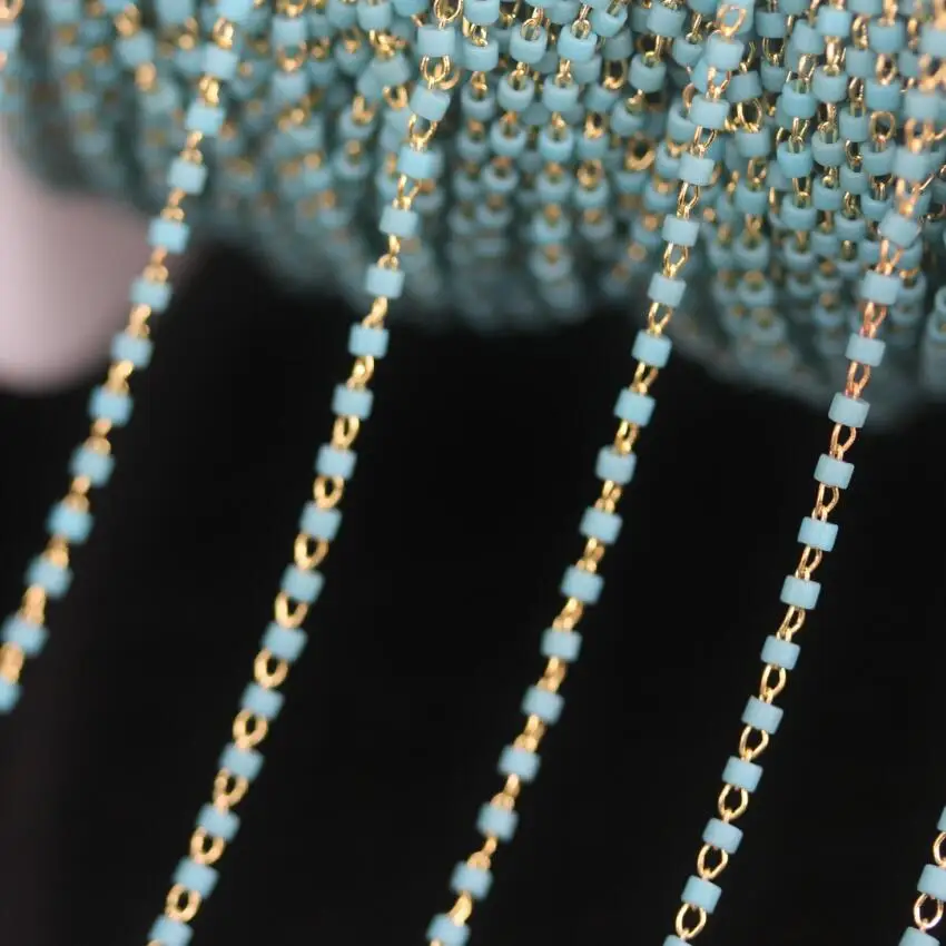Новинка! Матовые синие японские бусы miyuki delica четки цепи, позолоченные латунные проволоки завернутые маленькие бисерные ювелирные изделия ожерелье