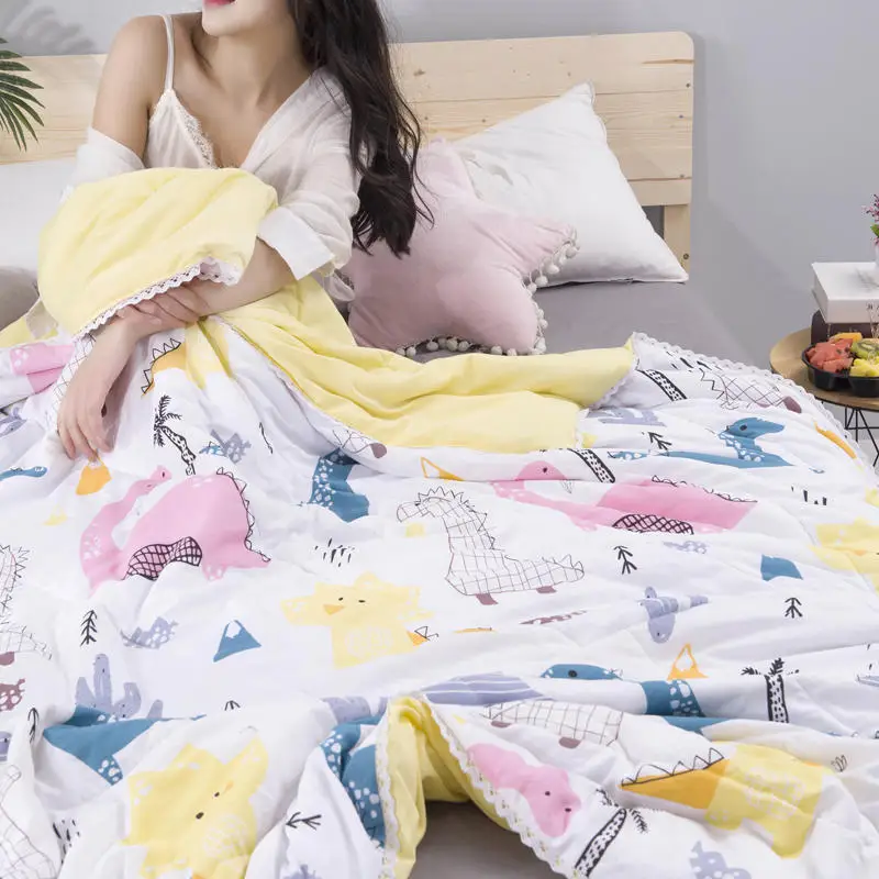 Leaf Pattern Soft Skin-friendly Summer Duvet Washed Cotton Thin Quilt Children Adults Duvet Pillowcase Wholesale(200x230cm