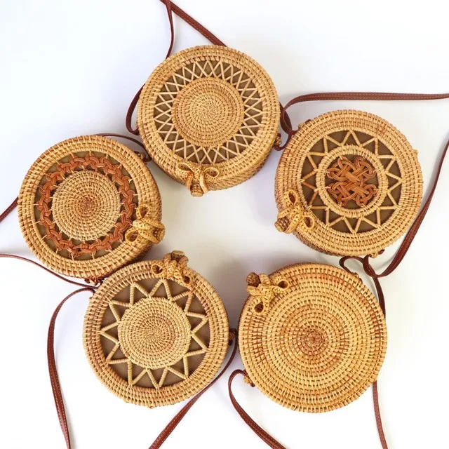  Bali Island Hand Woven Bag Round Bag buckle Rattan Straw Bags Satchel Wind Bohemia Beach Circle Bag - 32833720199