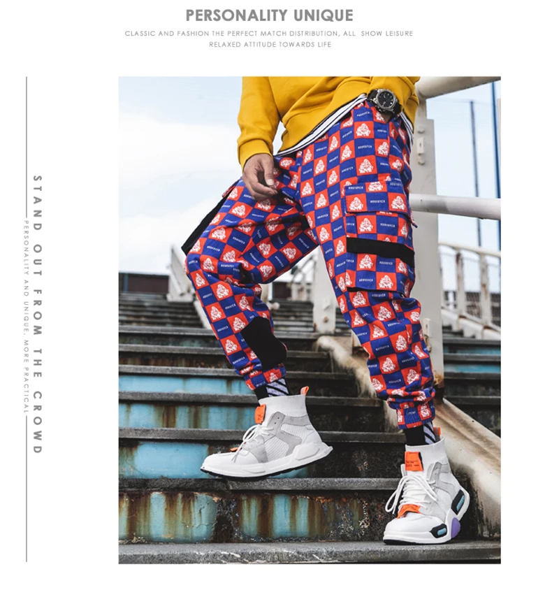 Purple Skateboard Color Pants Men Cotton Camo Hip Hop Fashion Cargo Pants  (27)