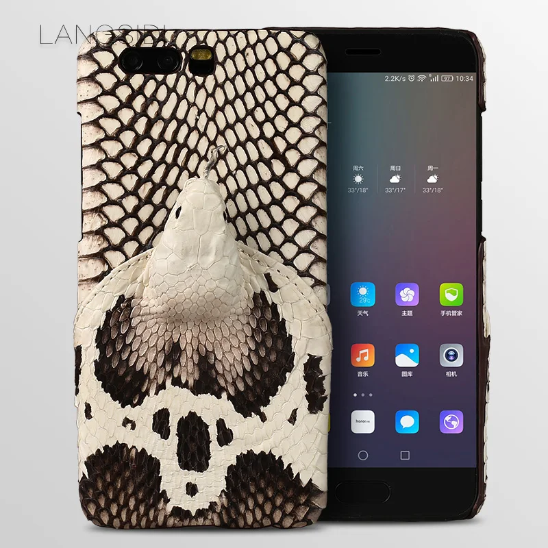 

Luxury brand phone case real snake head back cover phone shell For Huawei Honor 9 full manual custom processing