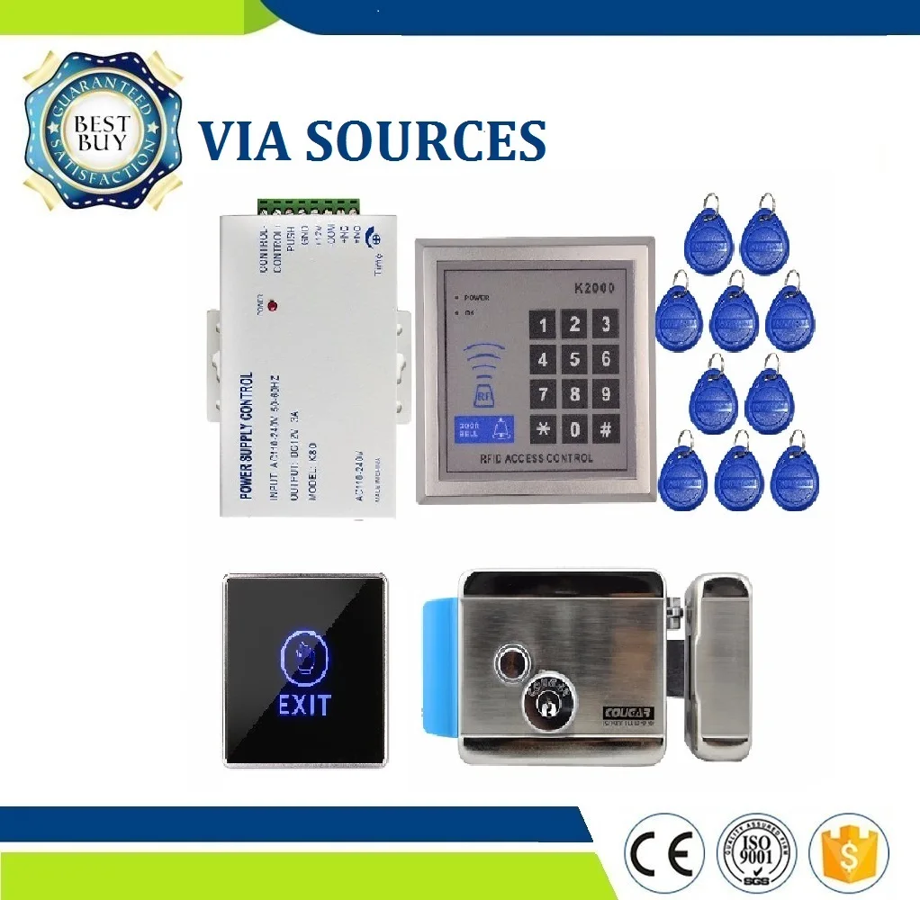 

Free Shipping Rfid Door Access Control System Kit Set Electric Control Door Lock with Rfid Keypad Code