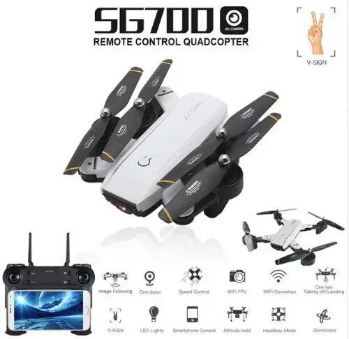 SG700 RC Квадрокоптер вертолет складной Дрон с Wi-Fi FPV HD камера высота удержания Безголовый VS xs809s sjrc f11 pro z5 rc Дрон