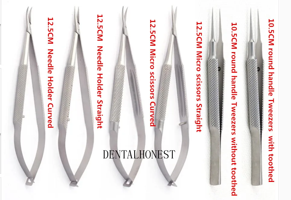 

Ophthalmic microsurgical instruments 12.5cm scissors+Needle holders +tweezers stainless steel surgical tools 6pcs/set