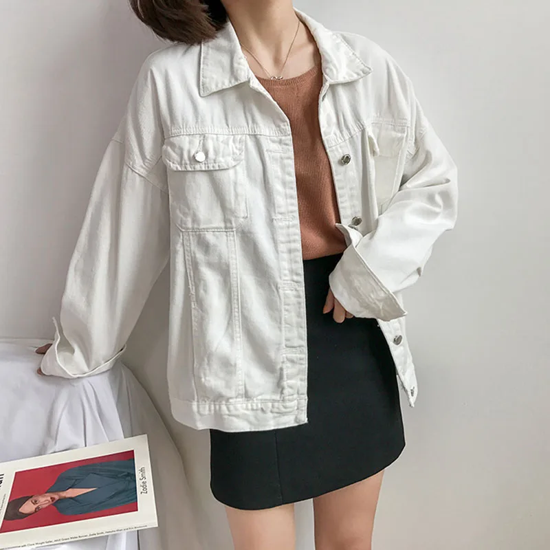 Bright Colors Denim jacket 2018 Spring New Casual Jean Jackets Women Long Sleeve Lapel Single Breasted Jacket Basic Coats