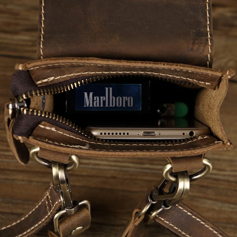 MAHEU мужская кожаная поясная сумка, винтажная натуральная кожа, маленькая Мужская поясная сумка, поясная сумка с ремнем на плечо, сумка для телефона