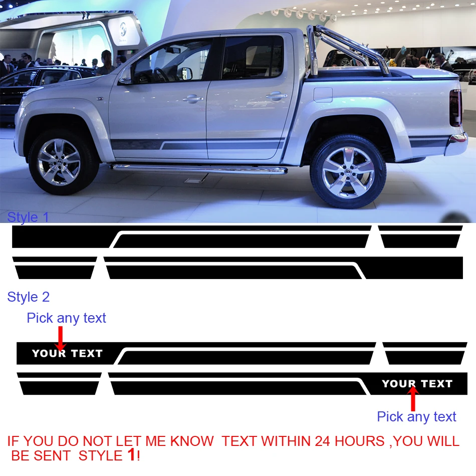 

2 PC cool side stripe graphic Vinyl car sticker for AMAROK 2010-2017 accessories decals