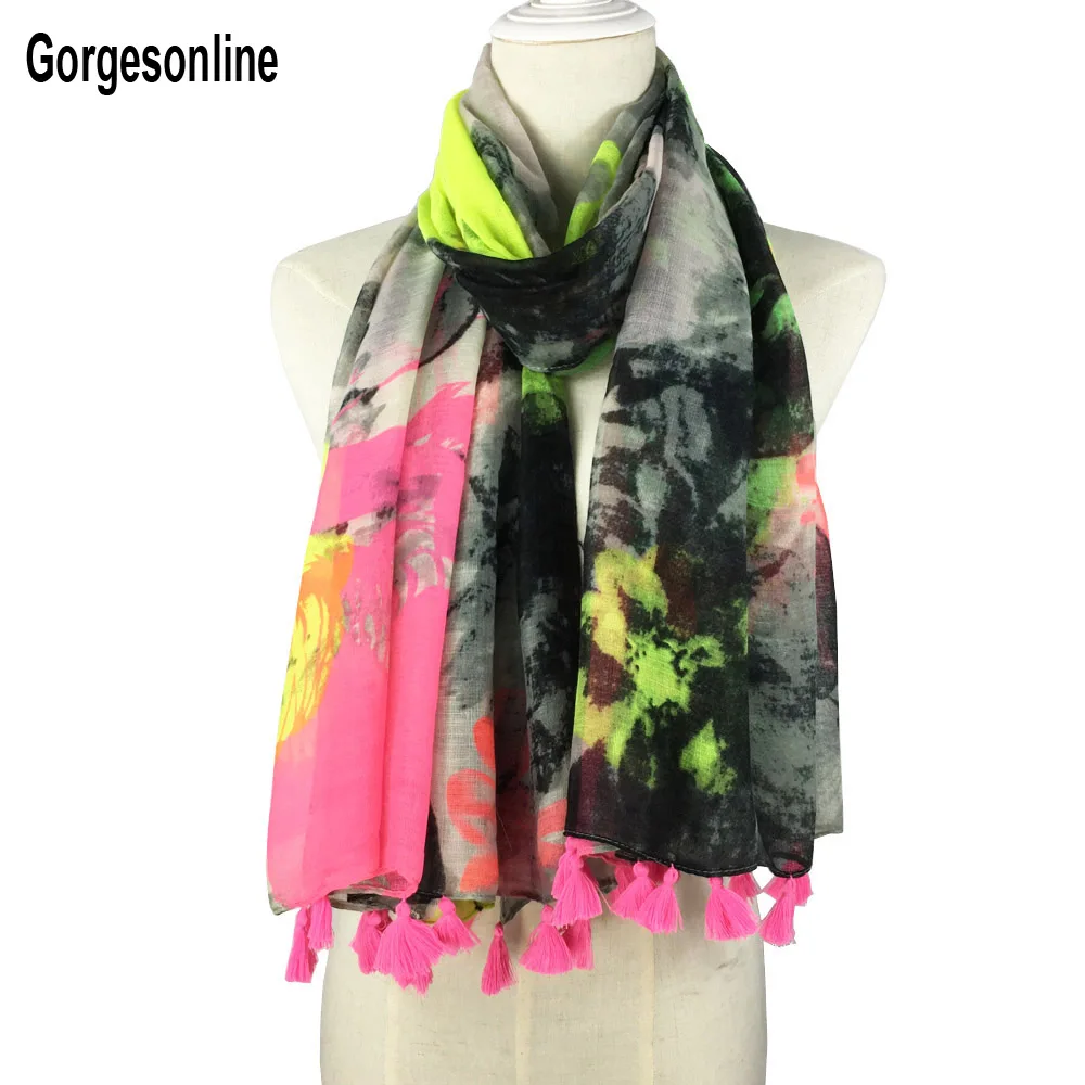 Шарф с кисточками модный длинный Пашмина пляжный|muslim head scarf|tassel scarfdesigner scarf |