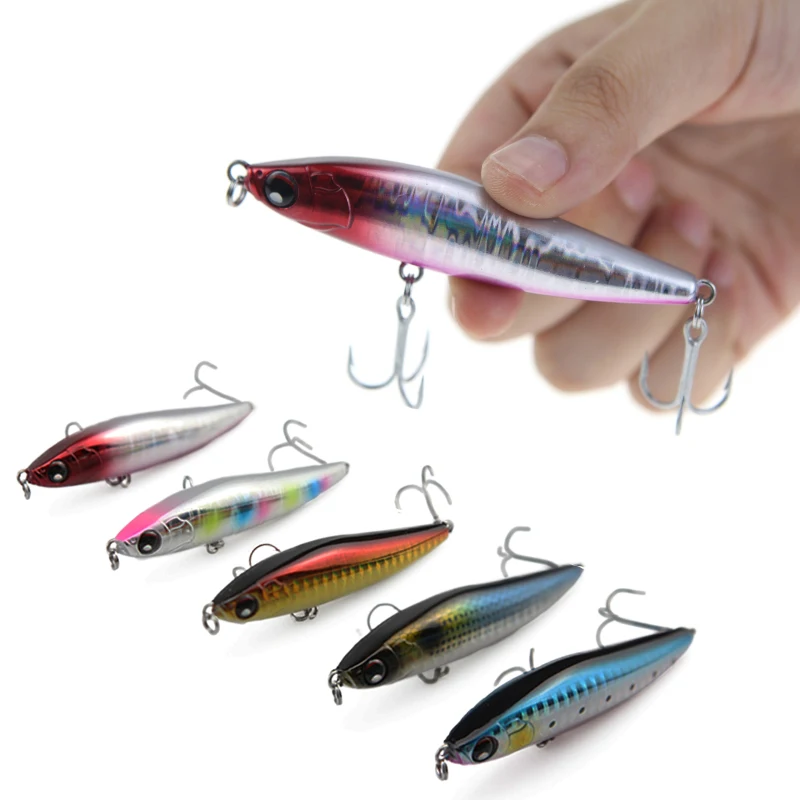 Runature Pencil Lure Sinking 80mm/19g Hard Pencil Fishing Lure Fish for Bass Fishing Artificail Lure 3D Eyes Crankbait Wobbler