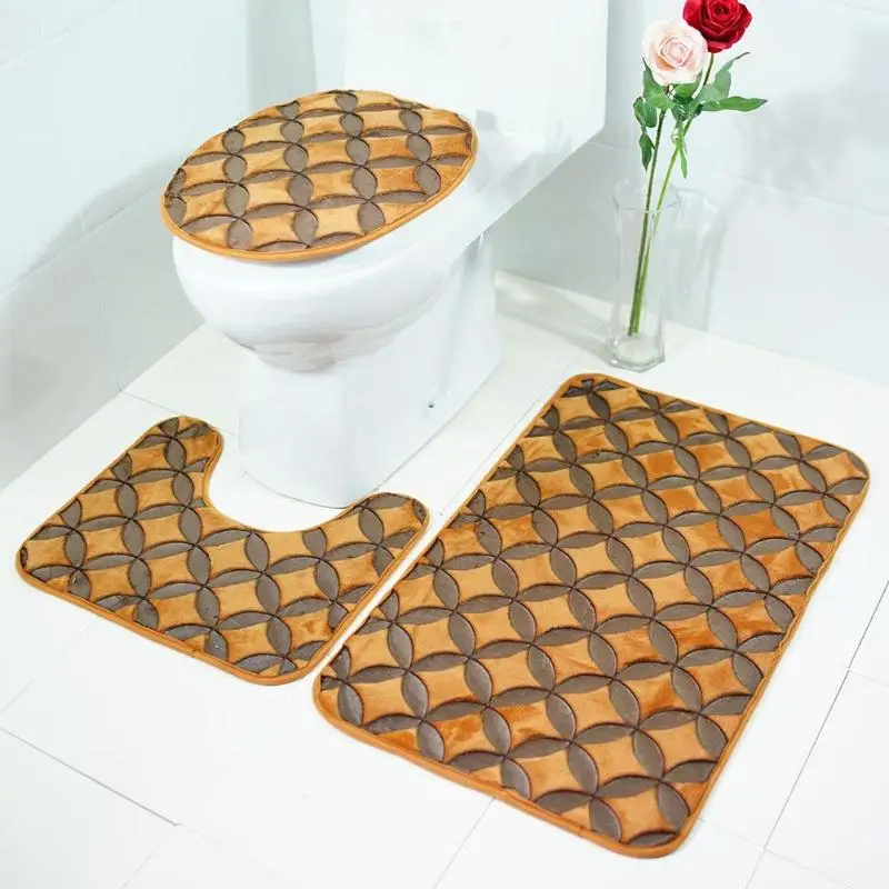 3pcs/set Bathroom Toilet seat Cover PVC Mesh Thicken Anti Slip Floor