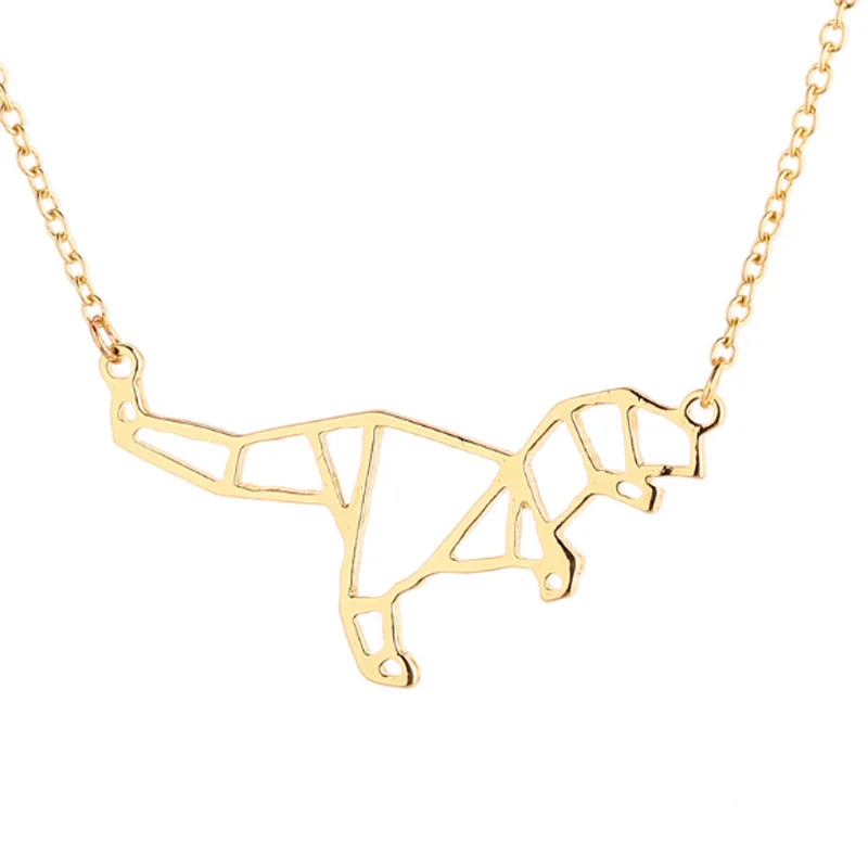 

Gold Dinosaur Necklace Trendy Women Men Silver Geometric Animal Dinosaur Pendant Necklace Sweater Chain Party Jewelry