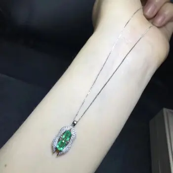 

Qi Xuan_Fashion Jewelry_Colombian Green Stone Peanut Necklaces_S925 Solid Silver Pendant Necklaces_Factory Directly Sales