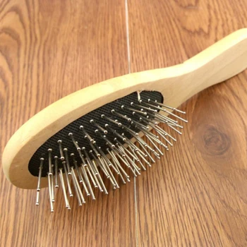 

Hot sale New Wooden Handle Massage Pet Hair Brush with Metal Pins Message Comb with Air Cushion