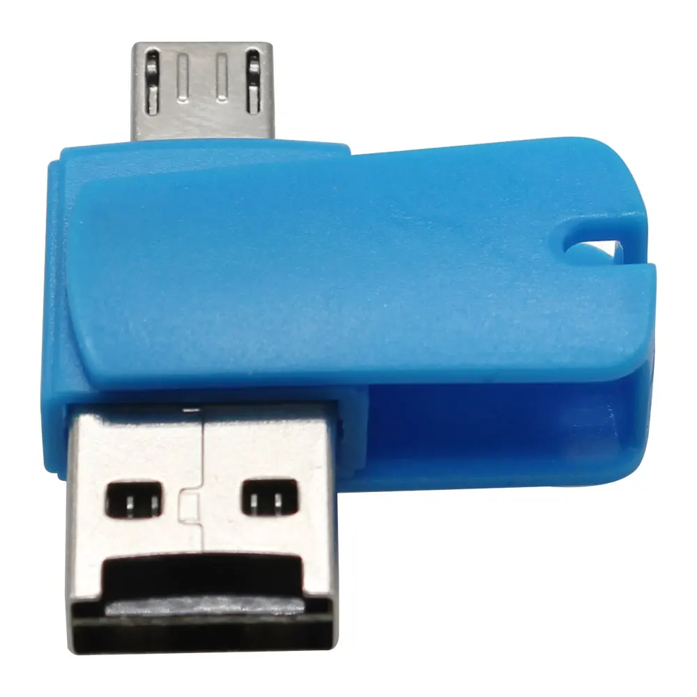 2 в 1 USB 2,0 и TF/Micro Female к Micro USB Мужской OTG кардридер адаптер синий