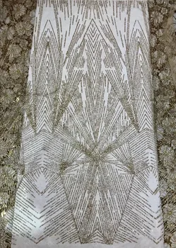 

Factory price Gold Nigerian Lace Fabric Wedding African Lace Fabric with glitter sequins