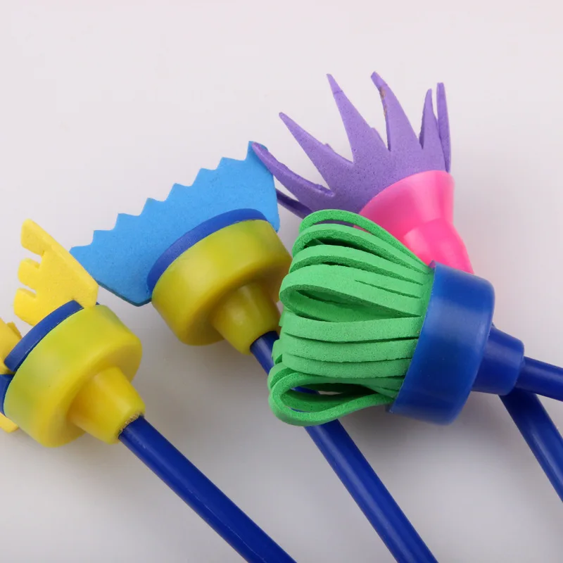 4pcs/set Rotate Spin Paint Drawing Sponge Brushes Kids DIY Flower Sponge Art Graffiti Brushes Painting Tool Educational Toys
