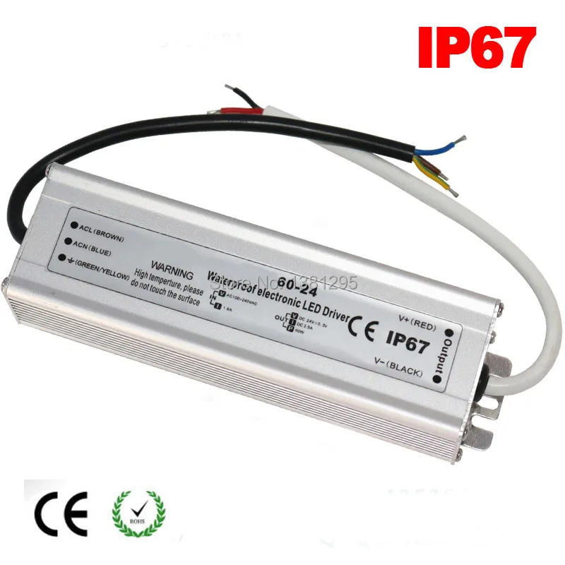 Baratos Fuente de alimentación de 12 V CC 24V Transformador electrónico 12W 20W 30W 40W 50W 60W 80W controlador de lámpara LED IP67 alimentation 5A 220 12 V tira