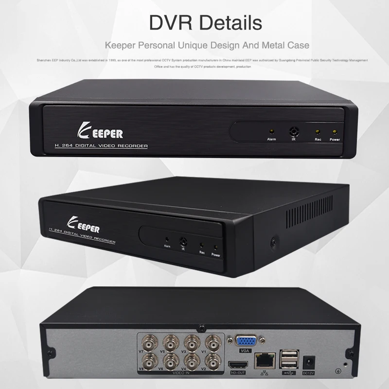 Keeper CCTV DVR 8CH H.264 AHD 5 IN 1 DVR NVR Видеокамера для видеонаблюдения 1080N HDMI Видео выход Поддержка аналоговый AHD IP камера