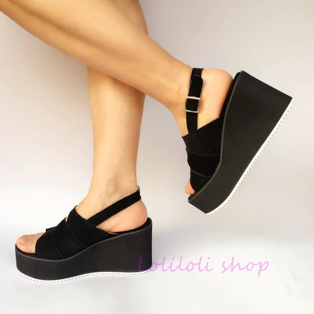 Multiple Hebilla Princesa Gamuza Sandalias De Loliloli Cuñas Japonés Dulce Negro Vaca Tamaño Lolita An7546 Zapatos Diseño Yoyo Gran Correa fHw6AfxUq