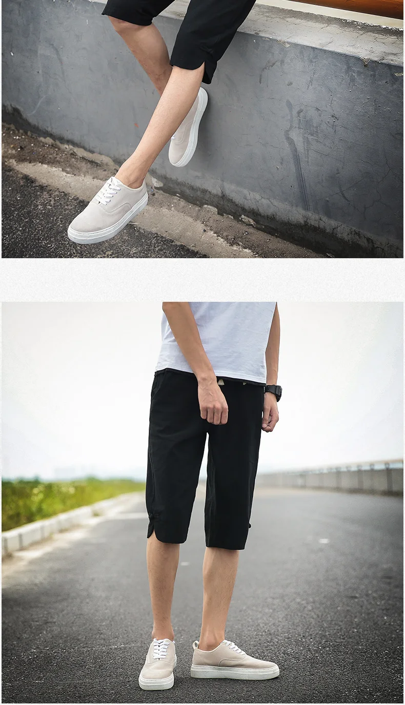 Новые летние облегающие шорты мужские повседневные тонкие ретро до колен шорты однотонные дышащие эластичные мужские шорты с карманами большие размеры 5XL