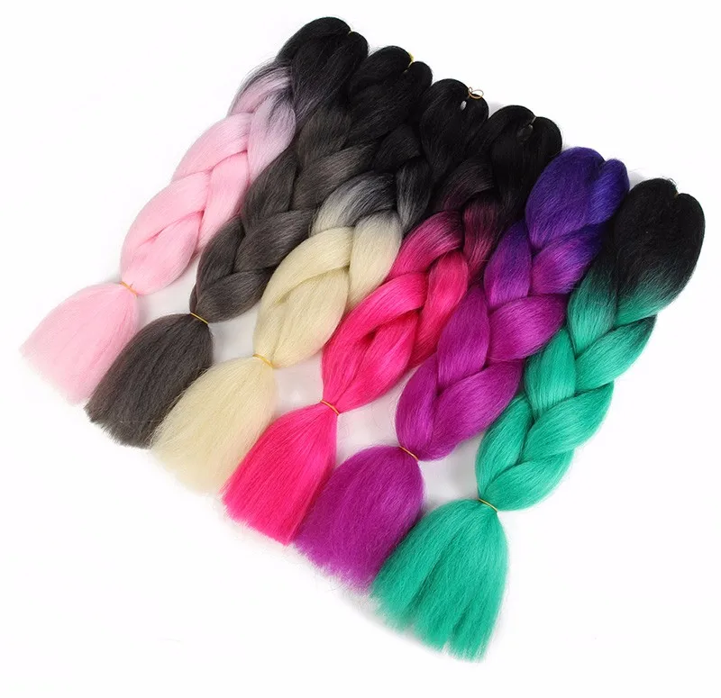 Sambraid jumbo косы ombre канекалон 24 inch плетение волос для вязания канекалон крючком косы синтетических крючком волос 100g