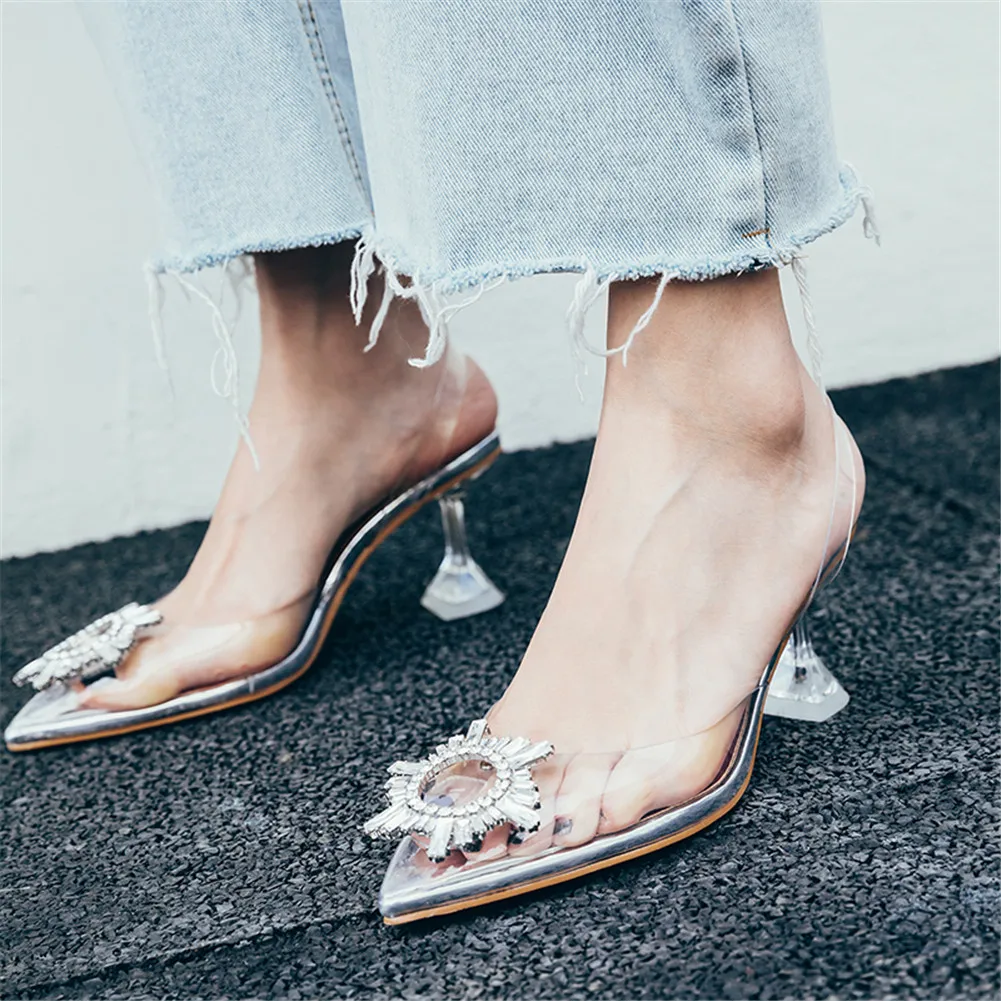 

Fashion INS Hot Luxury Crystal Ladies High Heels Shoes Woman Elegant Party Ol Prom Wedding Sexy Summer Sandals 2019