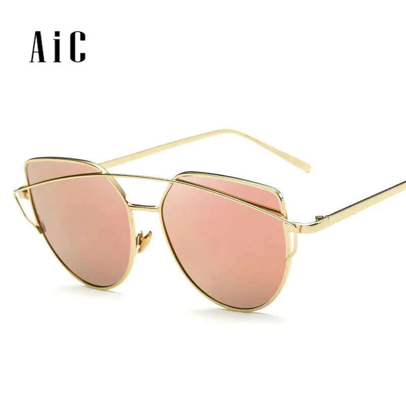 2018 New Cat Eye Sunglasses Women Brand Designer Fashion Twin Beam