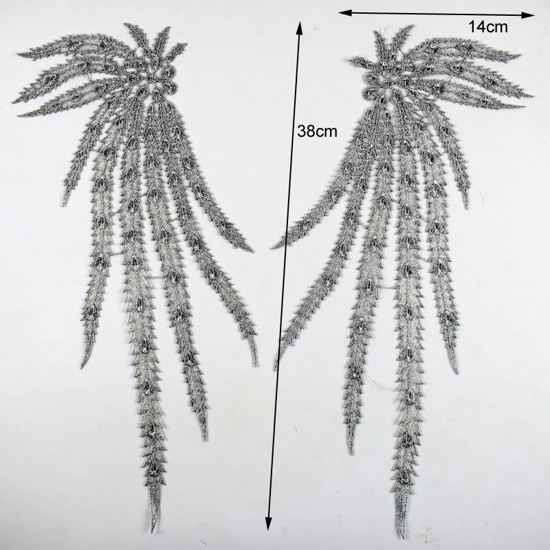 2 шт./компл. аппликация патчи серебро вышитая аппликация «павлиний хвост» пришить Одежда нашивки декольте и кружевным воротником с BW072