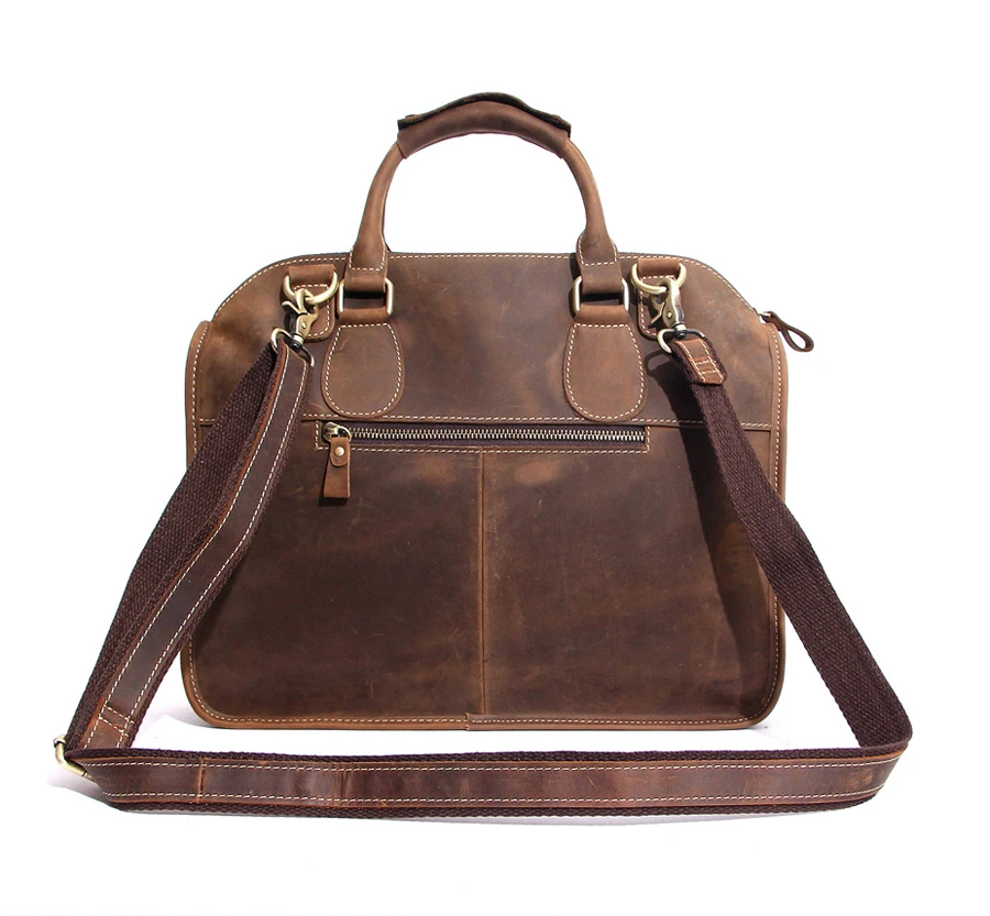 

Vintage Genuine Leather Handbag Men Messenger Bags Crazy Horse Leather Business Briefcase 14 inch Laptop bag