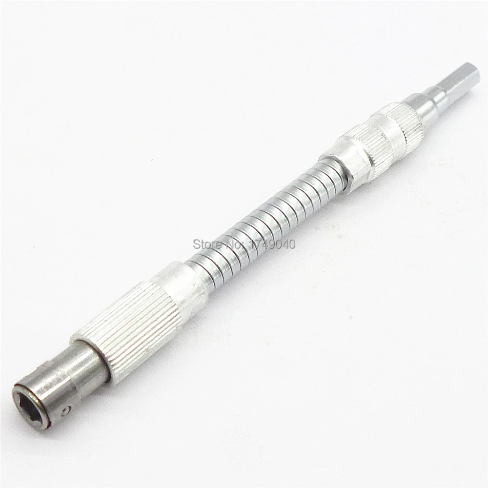 

1/4" Hex Shank 150mm Length Flexible Bendable Extended Extension Screwdriver Bit Silver Tone Connecting Rod Power Drills