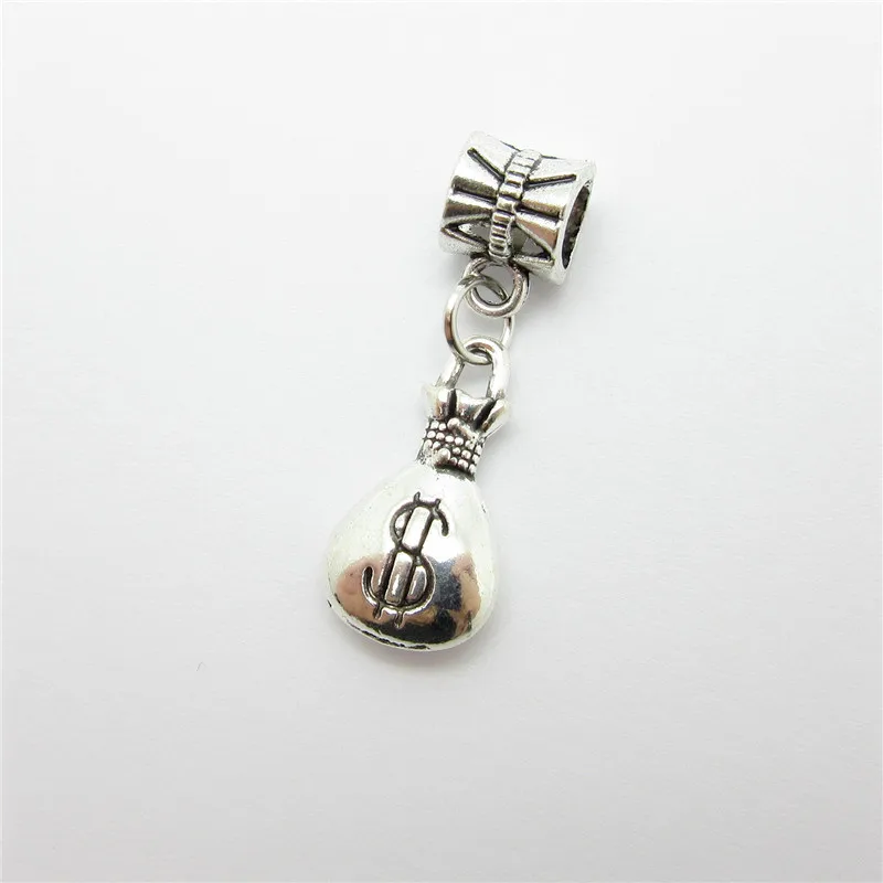 Ancient silver 25pcs Money charms bead fit Pandora charm bracelet