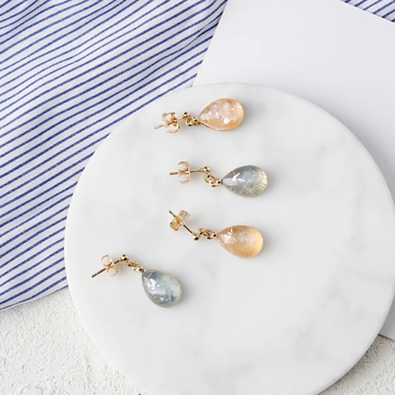 

2018 Sweet Cute Simple Vintage Epoxy Resin Mermaid Tears Waterdrop Small Drop Earrings for Women Party Charm Jewelry Pendientes