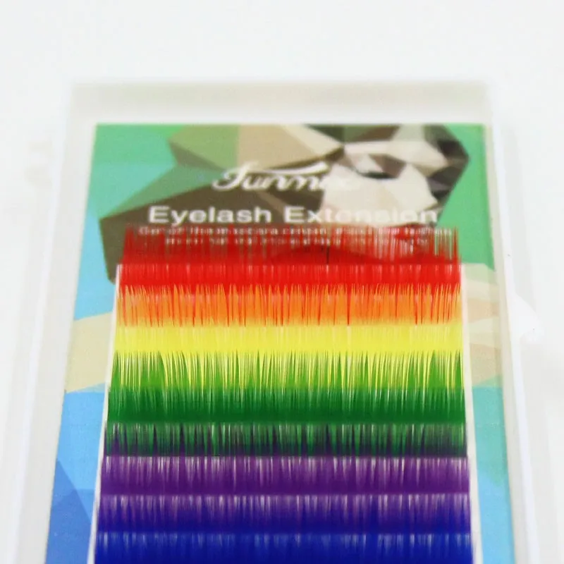 12 рядов смешанных цветов радуги наращивание ресниц высокое качество 0,1 мм цветные ресницы инструменты для макияжа