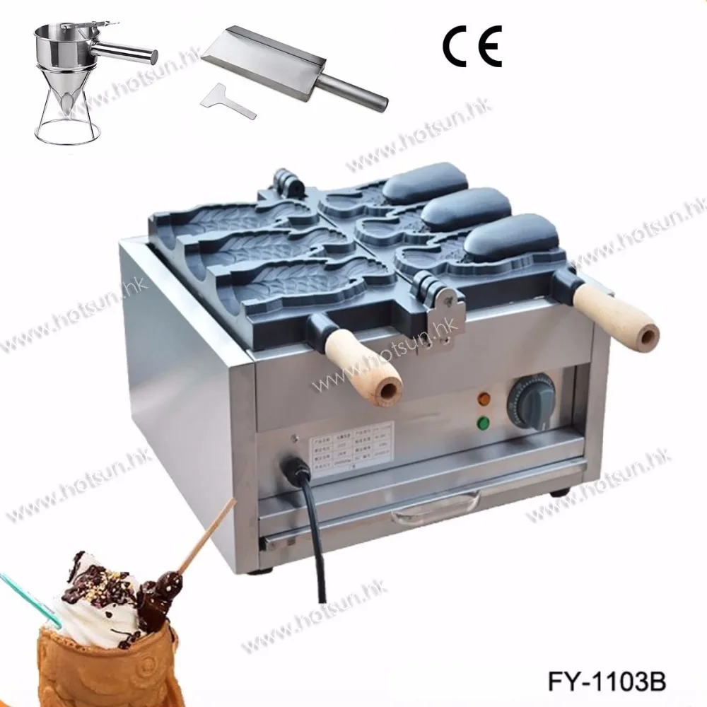 Commercial Electric Japanese Open Mouth Fish Waffle Ice Cream Taiyaki Iron Maker Machine +Batter Dispenser+Stuffing Scoop korea street food fish shape with electric open mouth taiyaki waffle maker