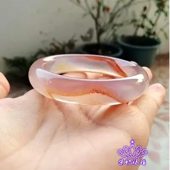 

Pure natural and no burning colors of the color of the thick jade pith wide thickened bracelet super fluorescent red Cinnabar 55