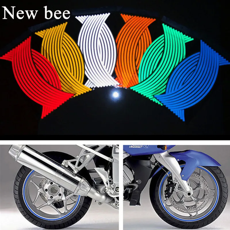 

Newbee 16" 17" 18" Wheel Sticker Reflective Hub Rim Strip Tape Motorcycle Car Styling For Honda BMW Toyota Suzuki Yamaha Harley