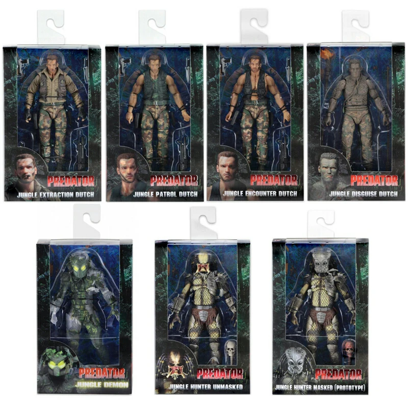 30TH Anniversary Aliens vs Predator Jungle Hunter Unmasked Masked Demon Extraction Patrol Encounter Disguise Dutch Action Figure (3)