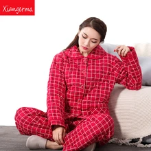 Xiangerma Cotton Women Pajama Sets Autumn Winter Female Pajamas Lovely Girls Sleepwear Long-Sleeve Sleep Lounge