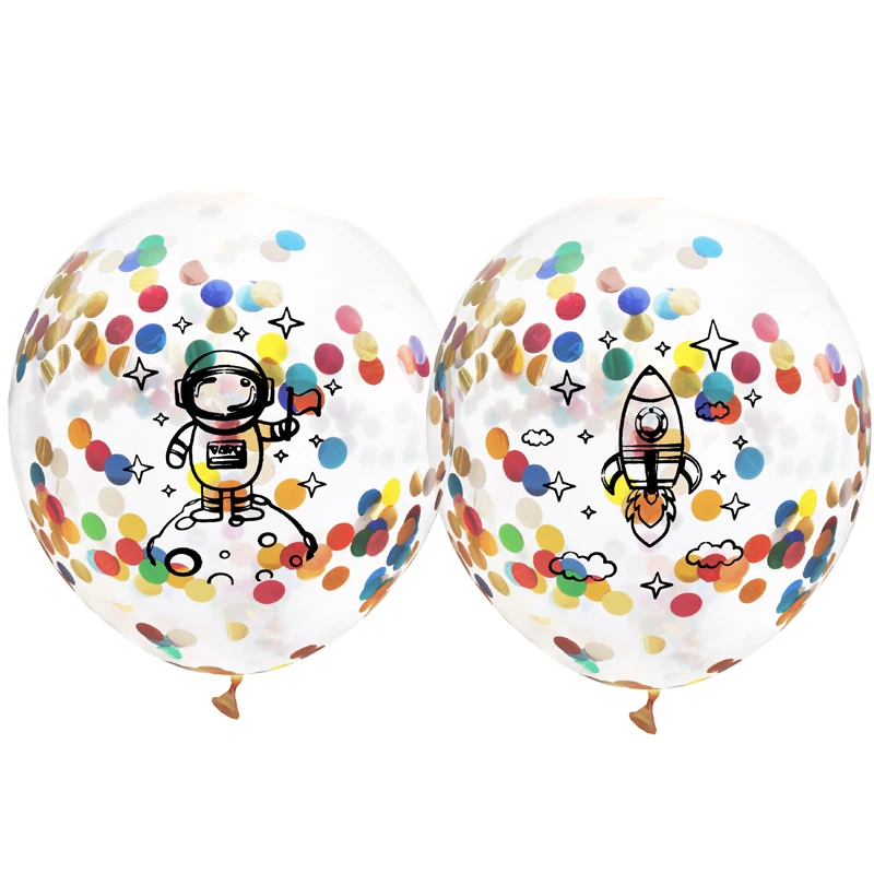 5 шт./партия, прозрачные латексные воздушные шары астронавта, ракета, Мультяшные баллоны, игрушки для вечеринки в честь Дня Рождения, украшение, блестки