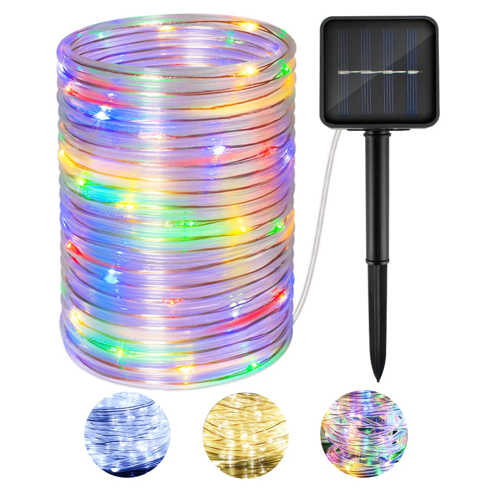 

CHIZAO Solar Neon Rope Tube LED Strip Light Flexible Waterproof Solar Power Recharge Outdoor Garden Party Decor 12M 100leds DIY