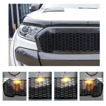 

HIGH QUALITY RANGER FRONT PROTOR BLACK LIT GRILL with LED day light FOR Ford RANGER 2015 2016 GRILL