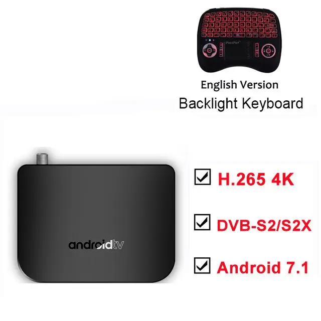 DVB-S2 Android tv Box Amlogic S905D 2,4G wifi Поддержка 4K H.265 DVB S2 S2X спутниковый ресивер Mini M8S Plus Smart tv медиаплеер - Цвет: Add Backlight E