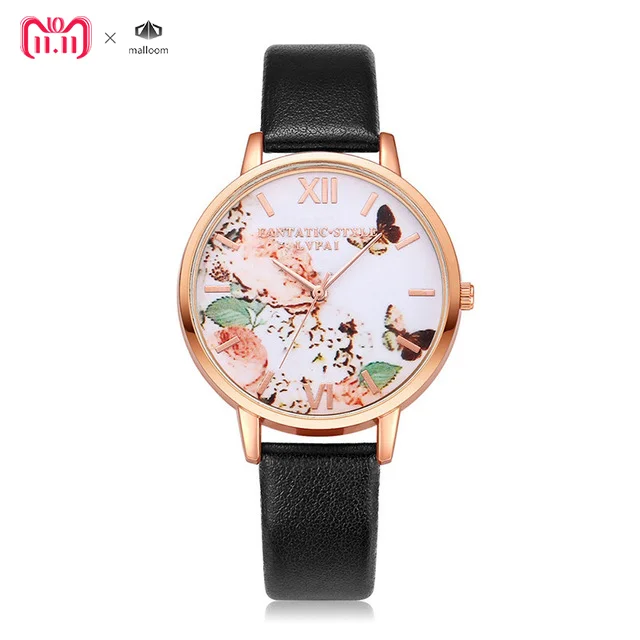 2018 Top Brand LVPAI Watches Women PU Leather Flowers Pattern Quartz Wristwatch 2018 Top Brand LVPAI Watches Women PU Leather Flowers Pattern Quartz Wristwatch