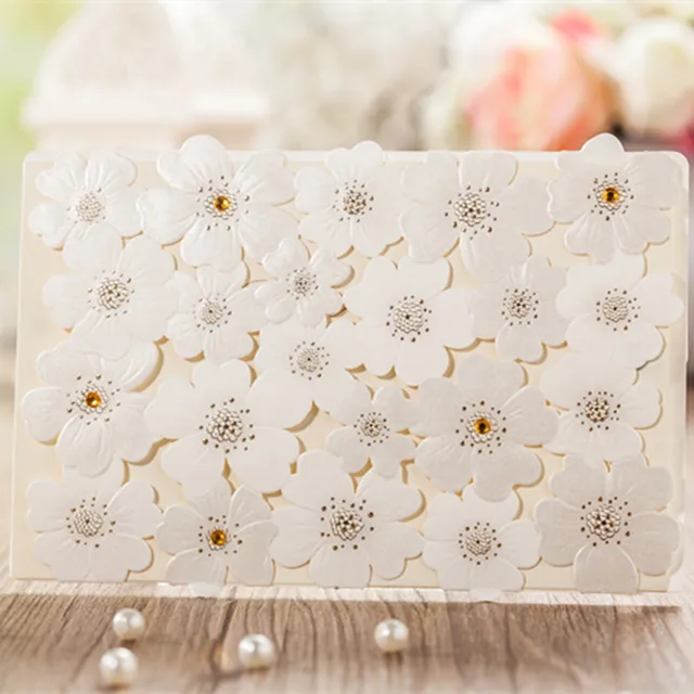free shipping 25pcs lot white nice daisy flower laser cut wedding