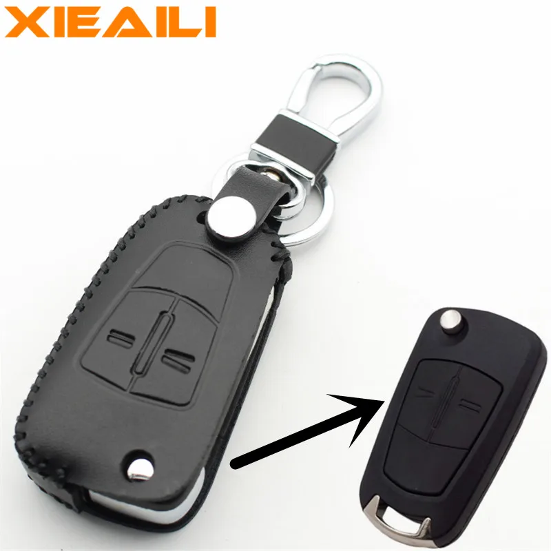 Чехол для ключей XIEAILI из натуральной кожи с 2 кнопками откидной Opel