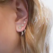 Серьги из стерлингового серебра 925 пробы со звездой для девушек и женщин, изысканное серебро, модные великолепные ювелирные изделия, дизайн со звездой