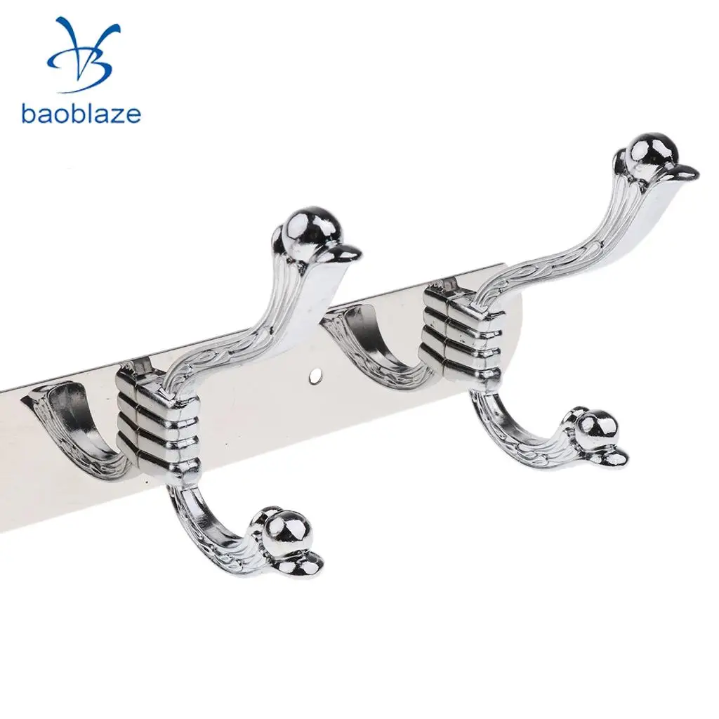 5-Hooks Hanger Hook Rail for Bathroom Towel Kitchenware Clothes Coat Wall Door Mounted Hooks	