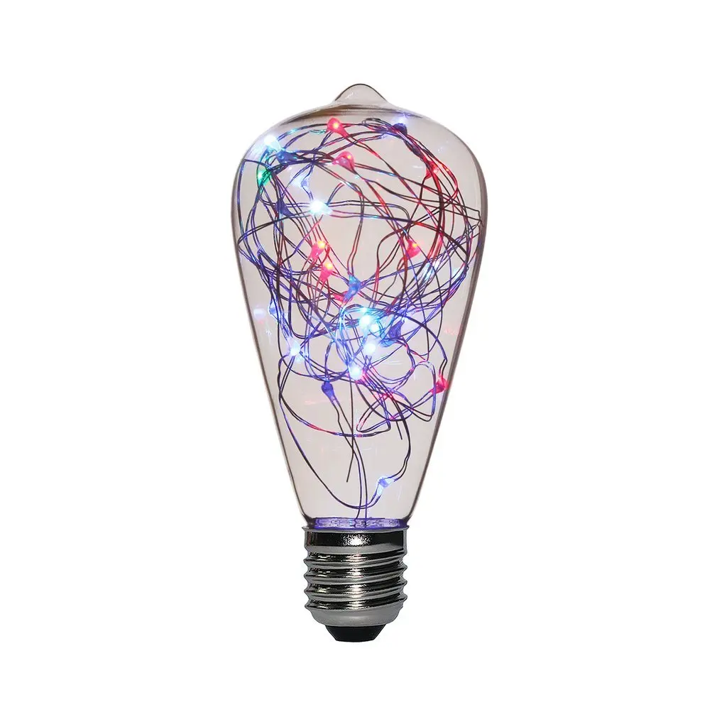 ST64 E27 LED Light Bulb Non dimmable Copper Wire Stringlight Bulb with