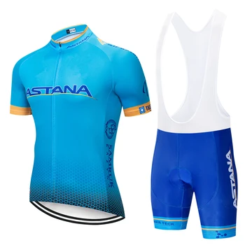 

2019 TEAM Astana Cycling JERSEY Bike Shorts set Quick Dry Ropa Ciclismo Mens Breathable Bicycle clothing summer pro Cycling wear